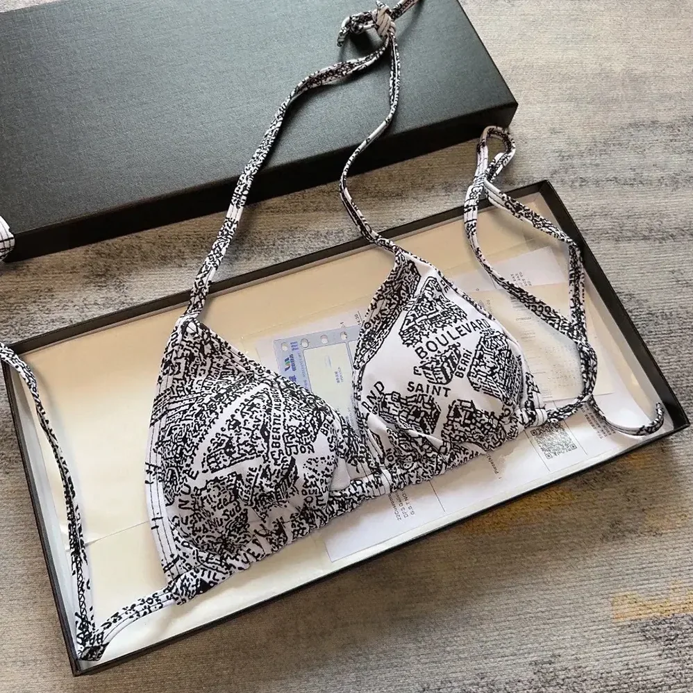 Dior Bikini Top / Bottom White and Black Technical Fabric with Plan de Paris Motif for Women