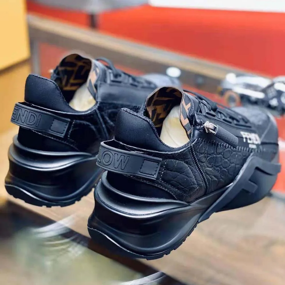 Fendi Sneakers Black Caiman Low for Women in Tops Fendi Sneakers Black Caiman Low for Women in Tops