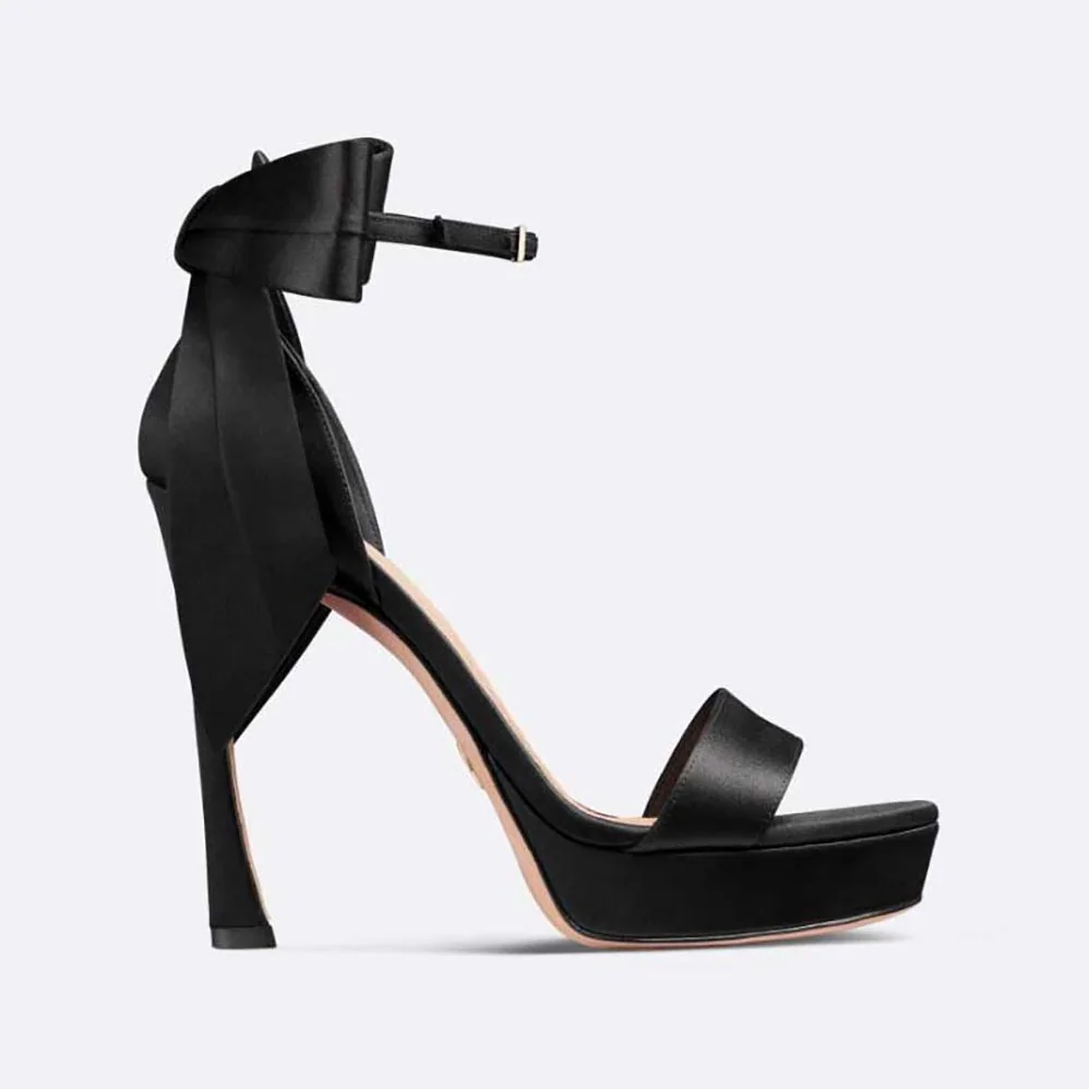 Dior Mlle Dior Heeled Sandal Black Satin for Women