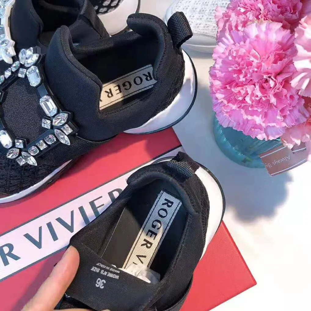 Roger Vivier Viv' Run Strass Buckle Sneakers for Women in Black Roger Vivier Viv' Run Strass Buckle Sneakers for Women in Black