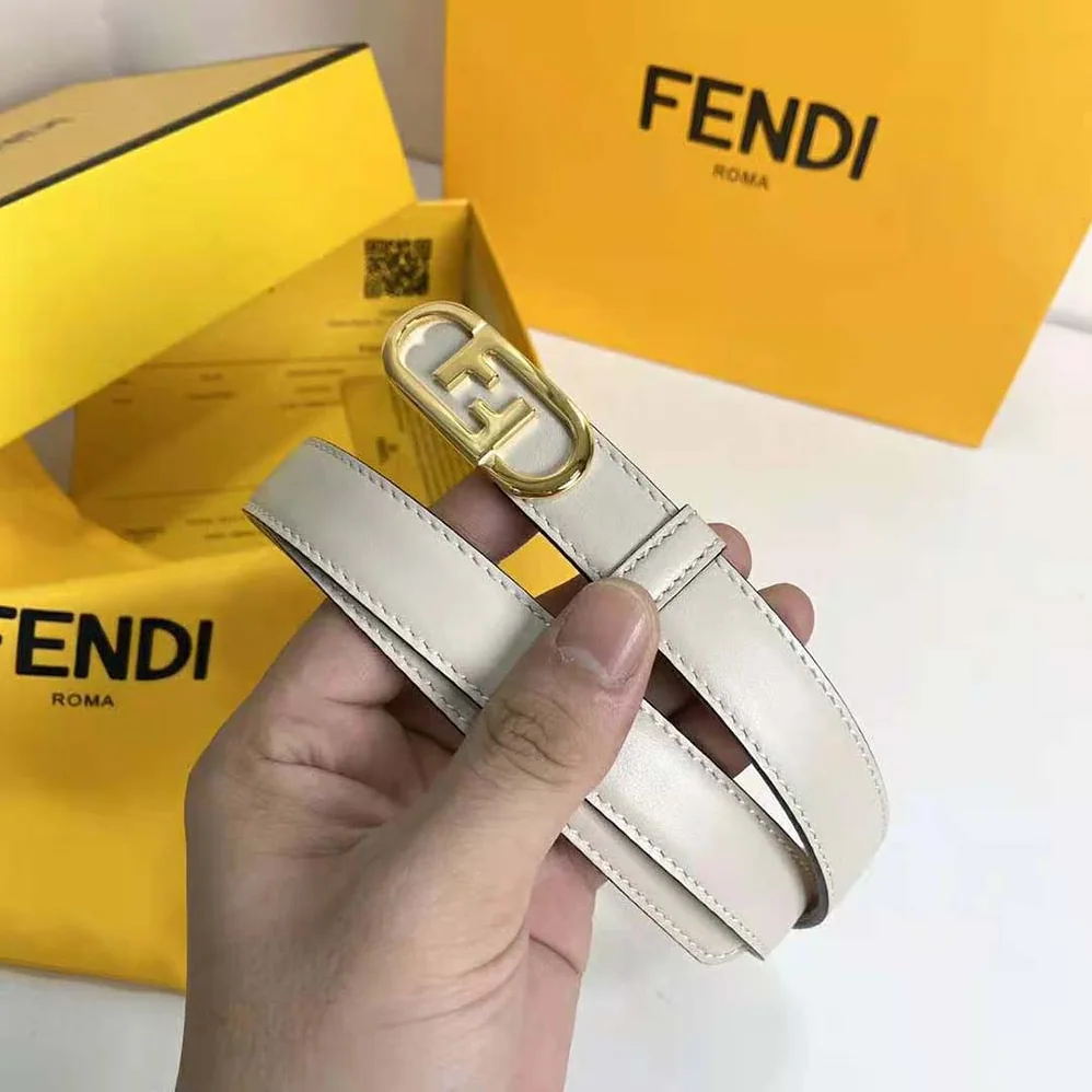 Fendi Narrow Belt with Loop and Fendi O Lock Stud Buckle for Women