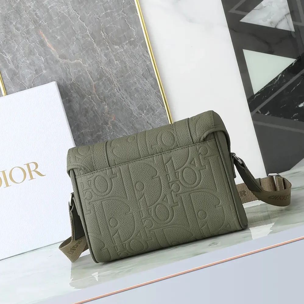 Dior Hit the Road Messenger Bag with Flap Khaki Dior Gravity Leather for Men