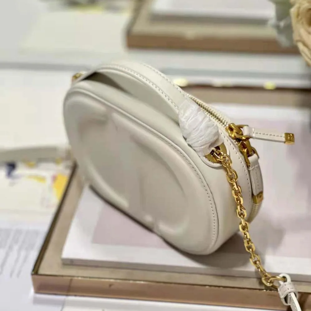 Dior CD Signature Oval Camera Bag Latte Calfskin with Embossed CD Signature for Women