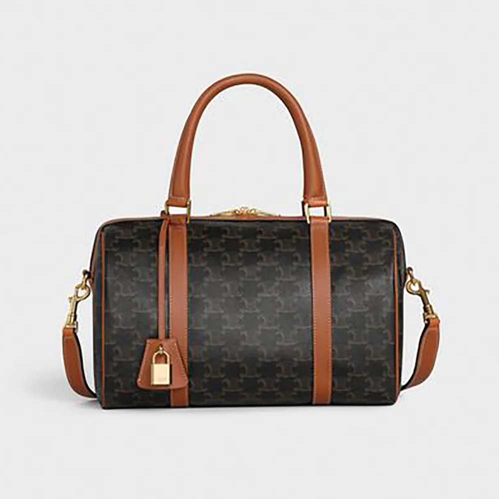 Celine Boston Bag in Triomphe Canvas for Women in Brown Celine Boston Bag in Triomphe Canvas for Women in Brown