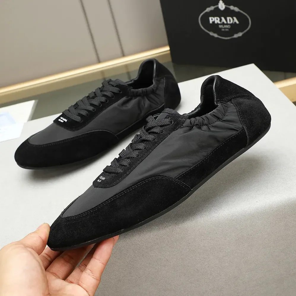 Prada Collapse Re-Nylon and Suede Elasticized Sneakers for Unisex in Black Prada Collapse Re-Nylon and Suede Elasticized Sneakers for Unisex in Black