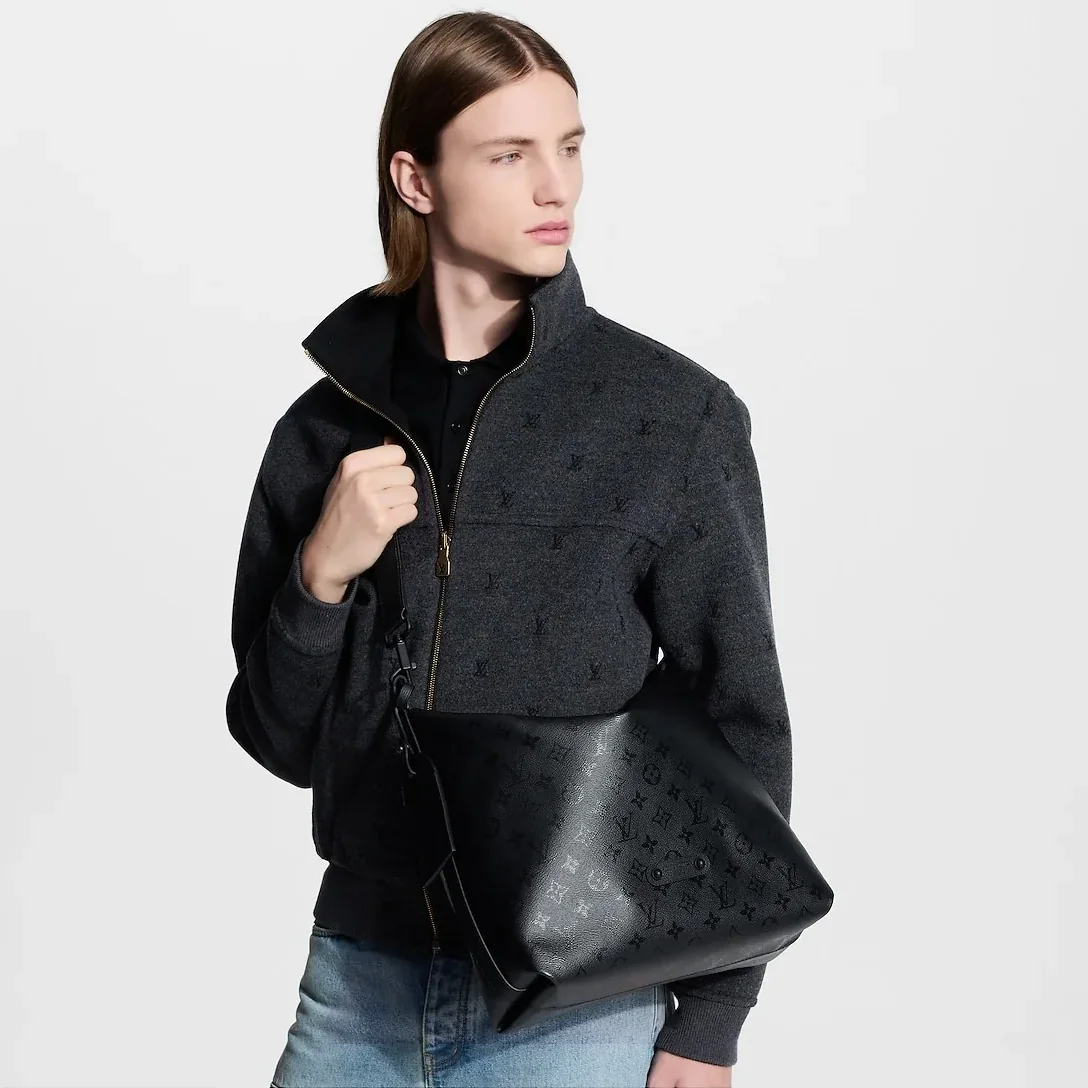 Louis Vuitton Vagabond Hobo Bag / Black Monogram Midnight Black Hardware