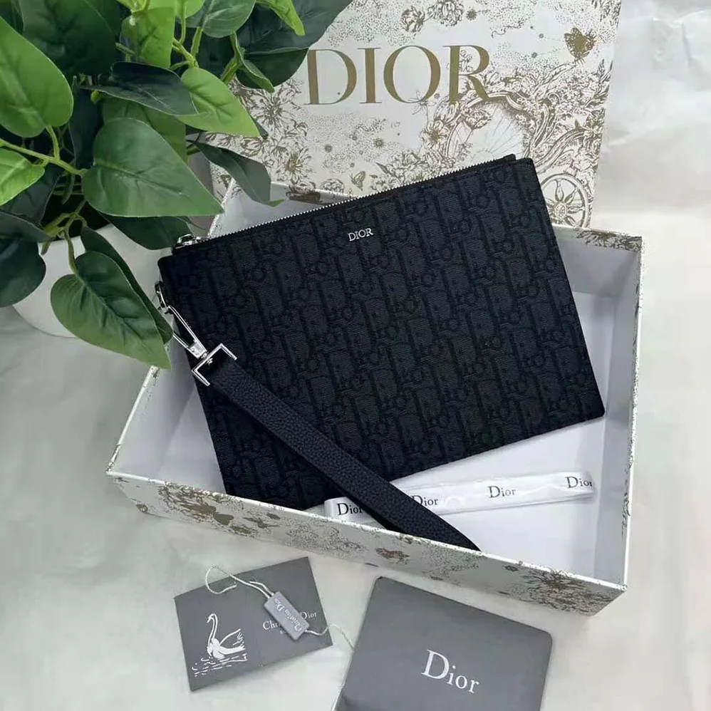 Dior A5 Pouch Black Dior Oblique Jacquard for Men