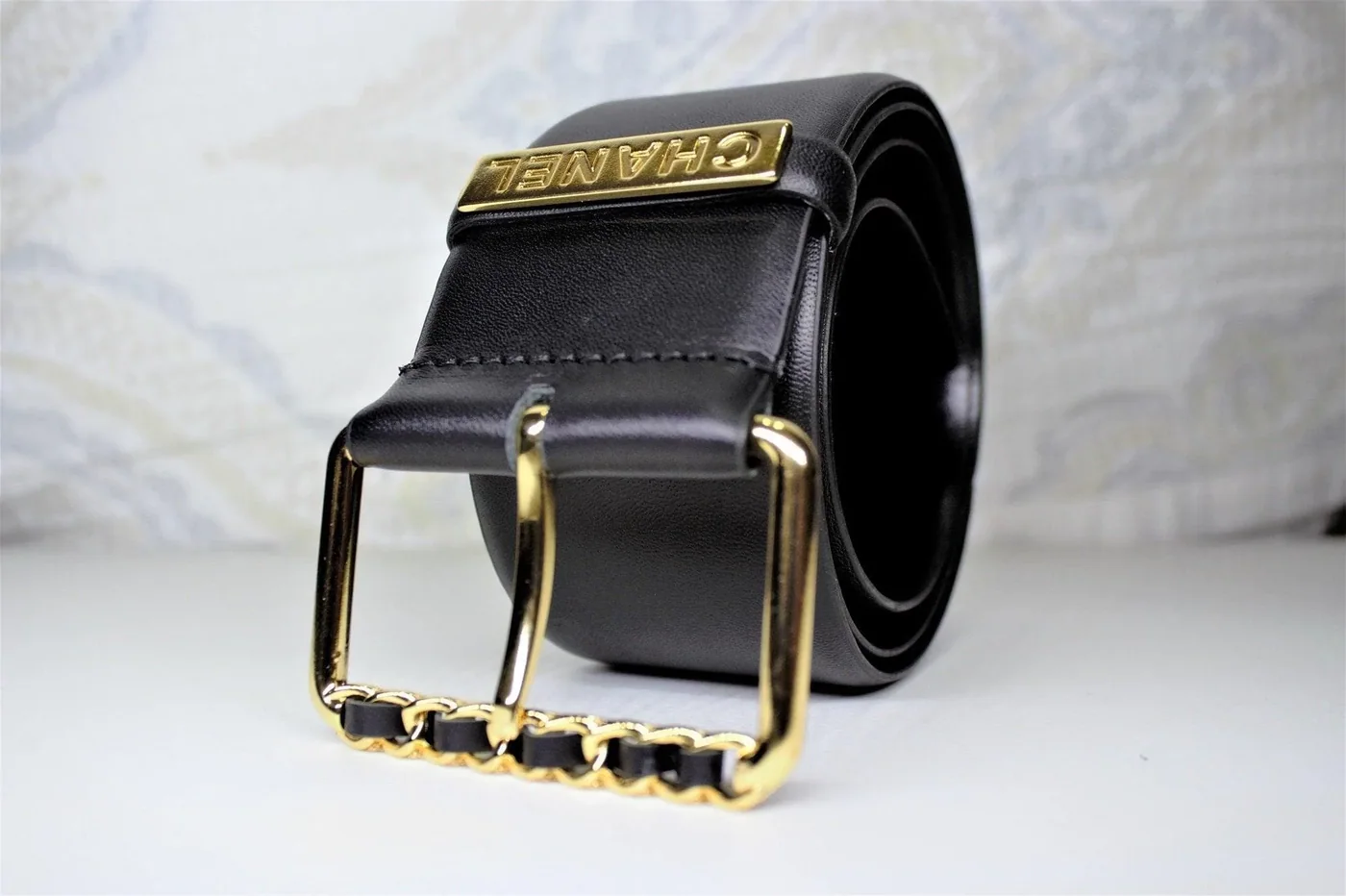 Larger Leather Belt Gold Buckle
