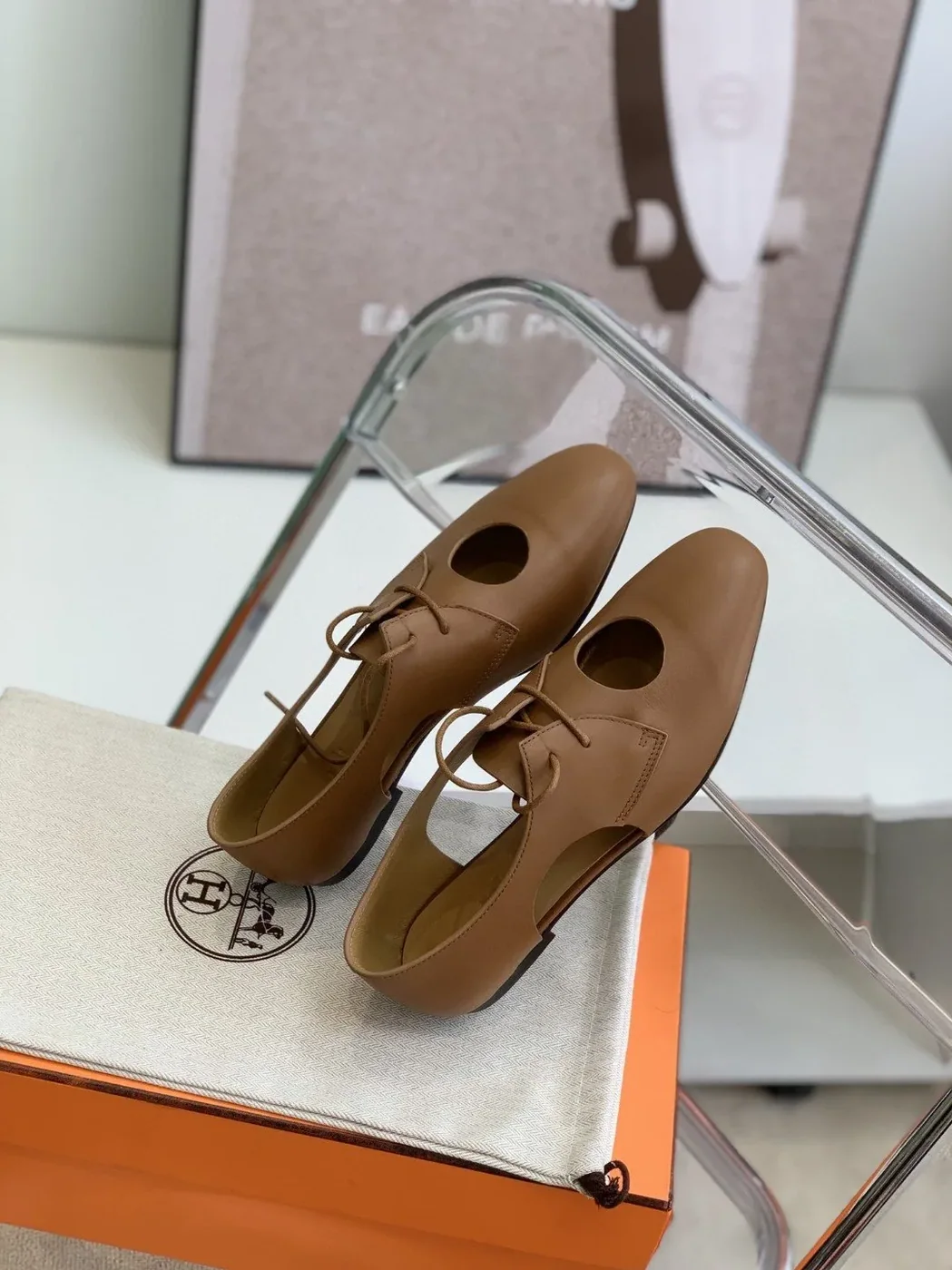 Hermes Epoca Oxford Shoe Brown , Shoes for Women
