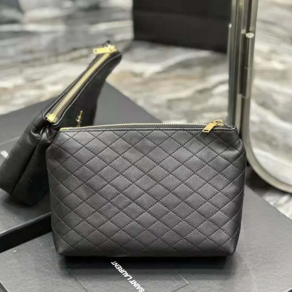 Saint Laurent YSL Gaby Cosmetic Pouch in Quilted Leather for Women Saint Laurent YSL Gaby Cosmetic Pouch in Quilted Leather for Women
