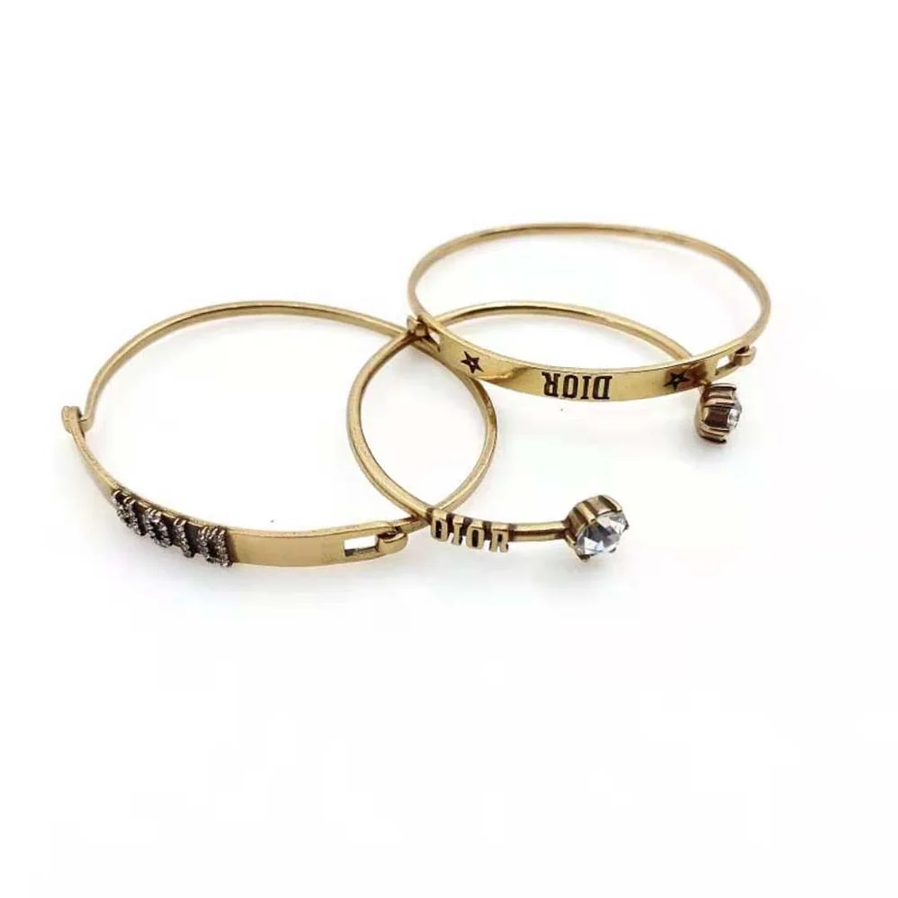 Dior Dio(r)evolution Bracelet Set Antique Gold-Finish Metal and White Crystals for Women