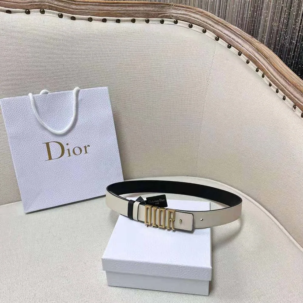 Dior D-Fence Reversible Belt Cognac-Color and Black Smooth Calfskin 30 MM for Women
