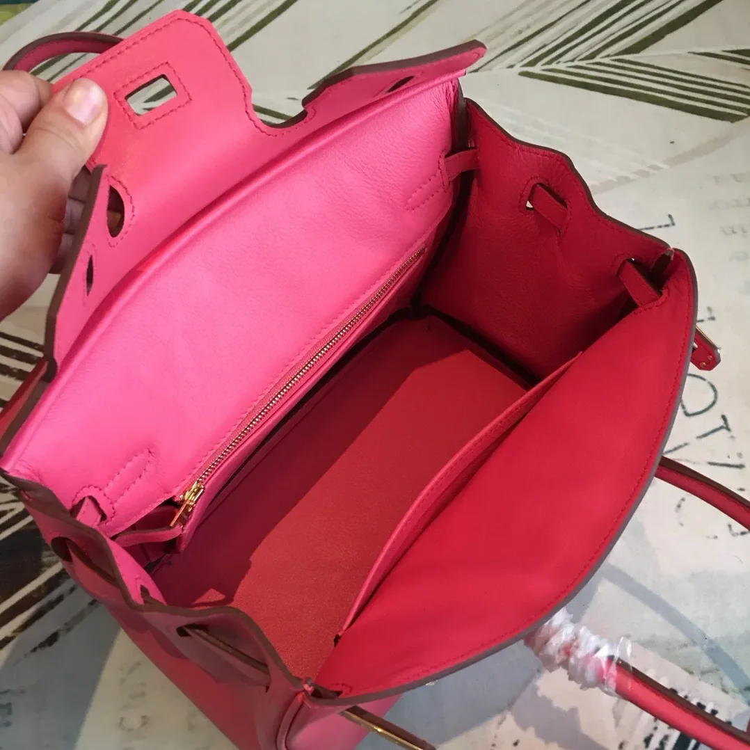 Hermes Birkin Top Handle Bag in Dark Pink Gold Hardware