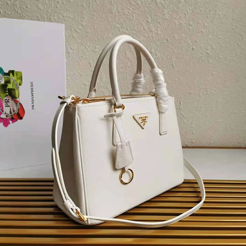 Prada Small Saffiano Leather Prada Galleria Bag for Women in White Prada Small Saffiano Leather Prada Galleria Bag for Women in White