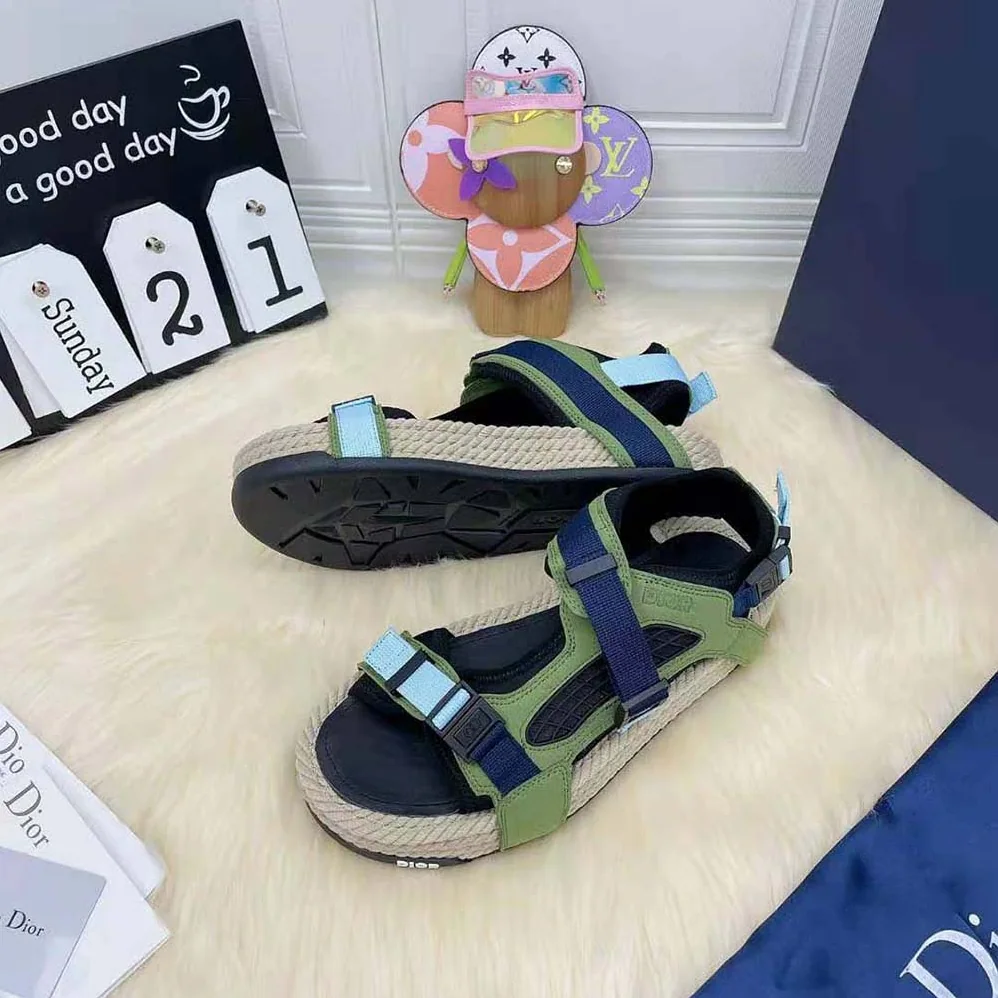 Dior Atlas Sandal Black Neoprene and Khaki Suede for Men Dior Atlas Sandal Black Neoprene and Khaki Suede for Men