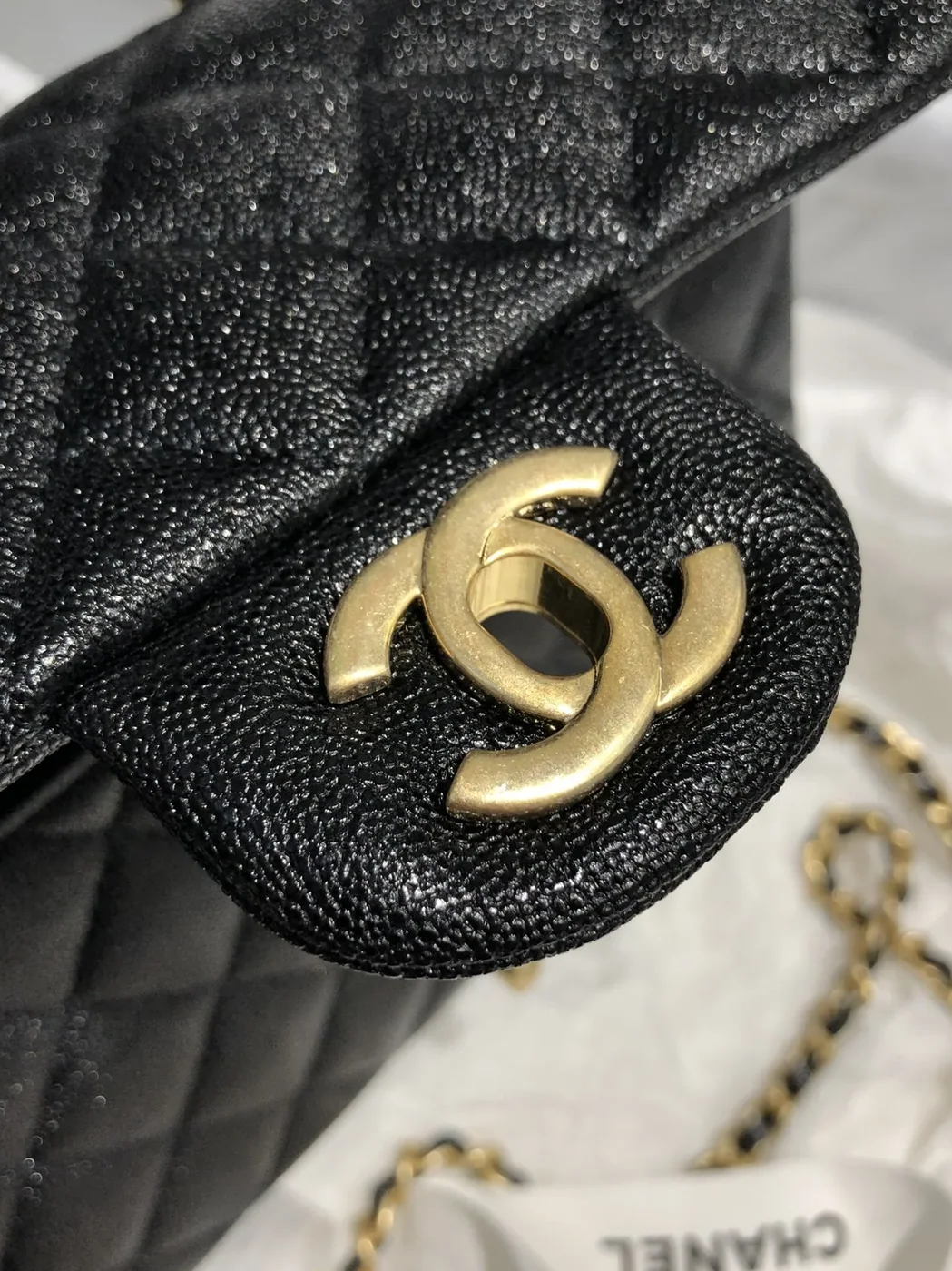 Chanel Flap Bag Mini Crossbody in Black Gold Hardware