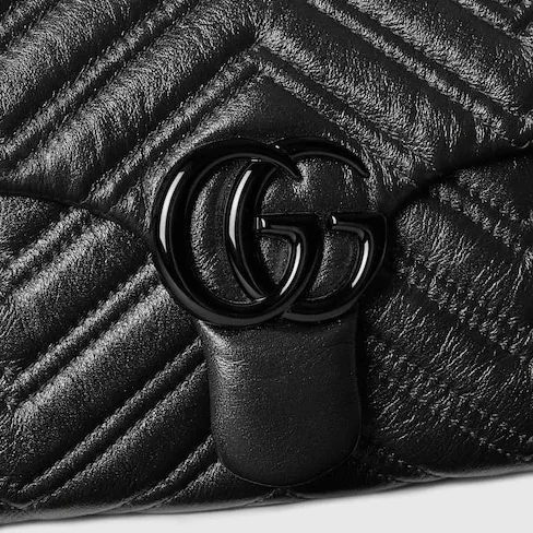 Gucci Marmont Small Shoulder Bag in Black Matelasse Black Hardware