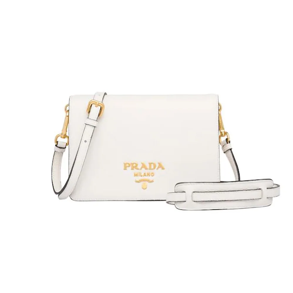 Prada Calf Leather Shoulder Bag for Women in White Prada Calf Leather Shoulder Bag for Women in White