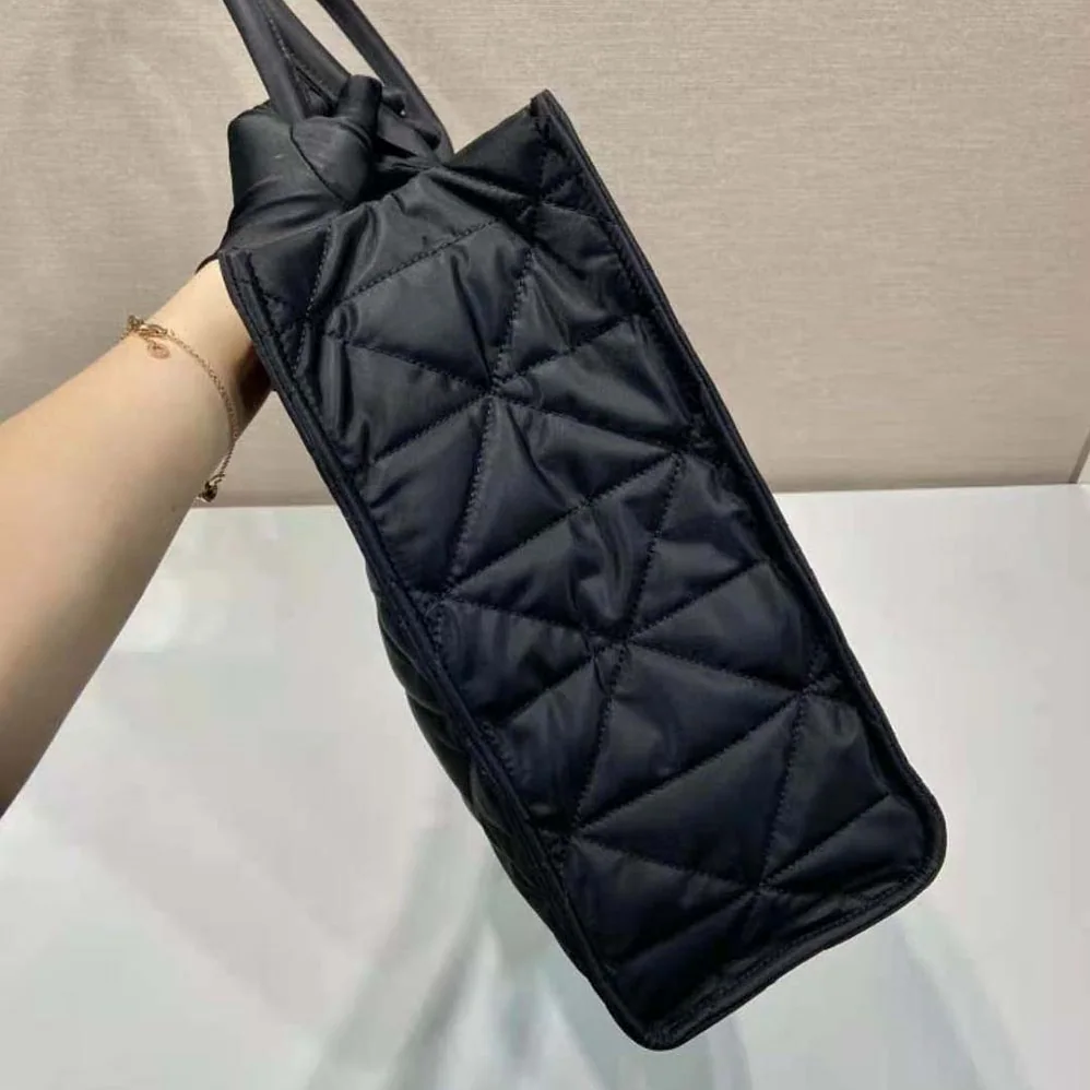 Prada Re-Nylon Shopping Bag with Topstitching for Women