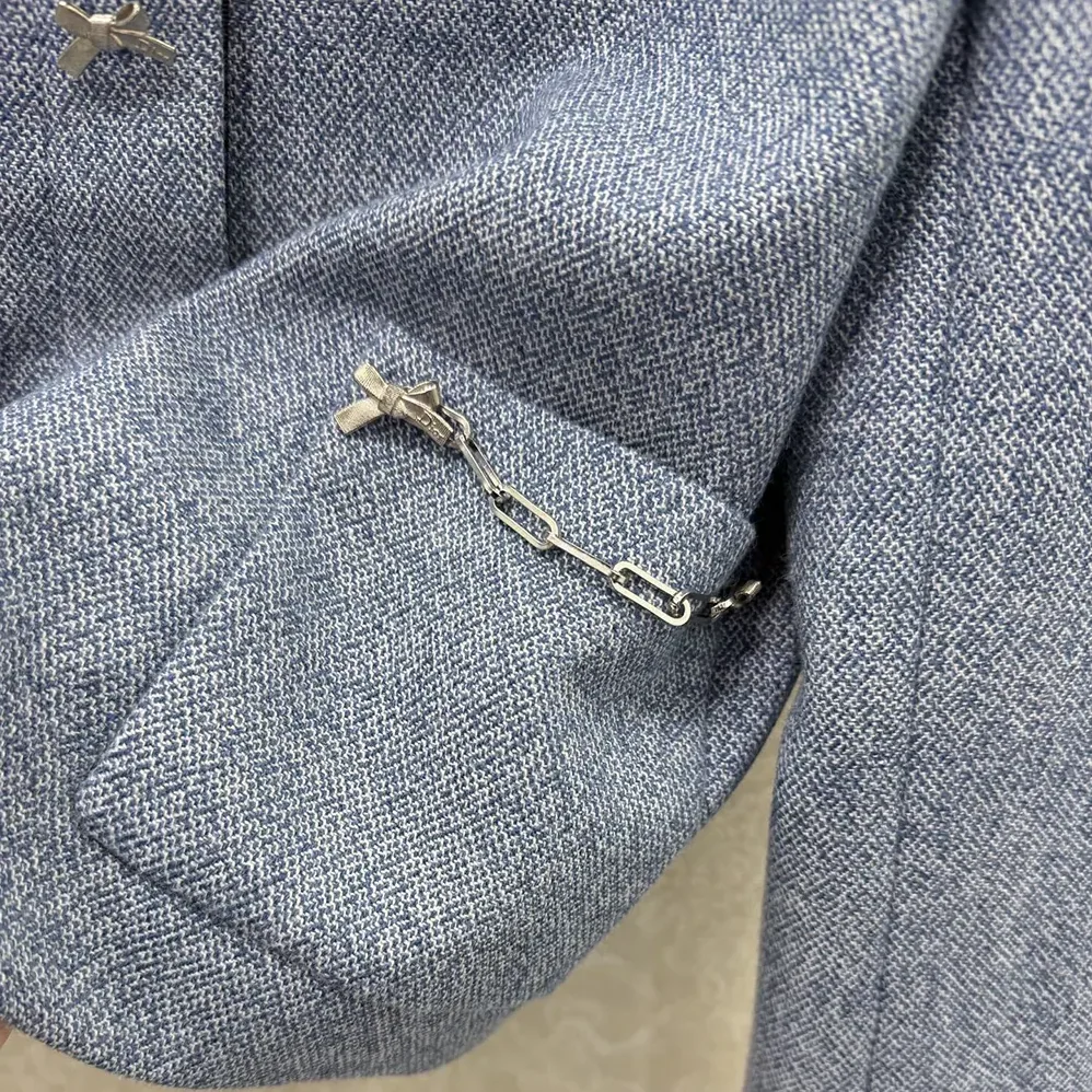 Dior Cropped Jacket Blue Virgin Wool Tweed for Women Dior Cropped Jacket Blue Virgin Wool Tweed for Women