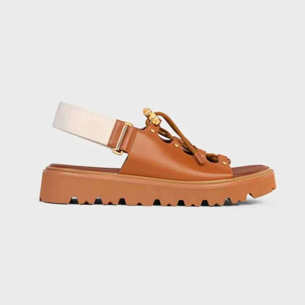 Celine Billie Chunky Sandal in Calfskin and Textile for Women Celine Billie Chunky Sandal in Calfskin and Textile for Women
