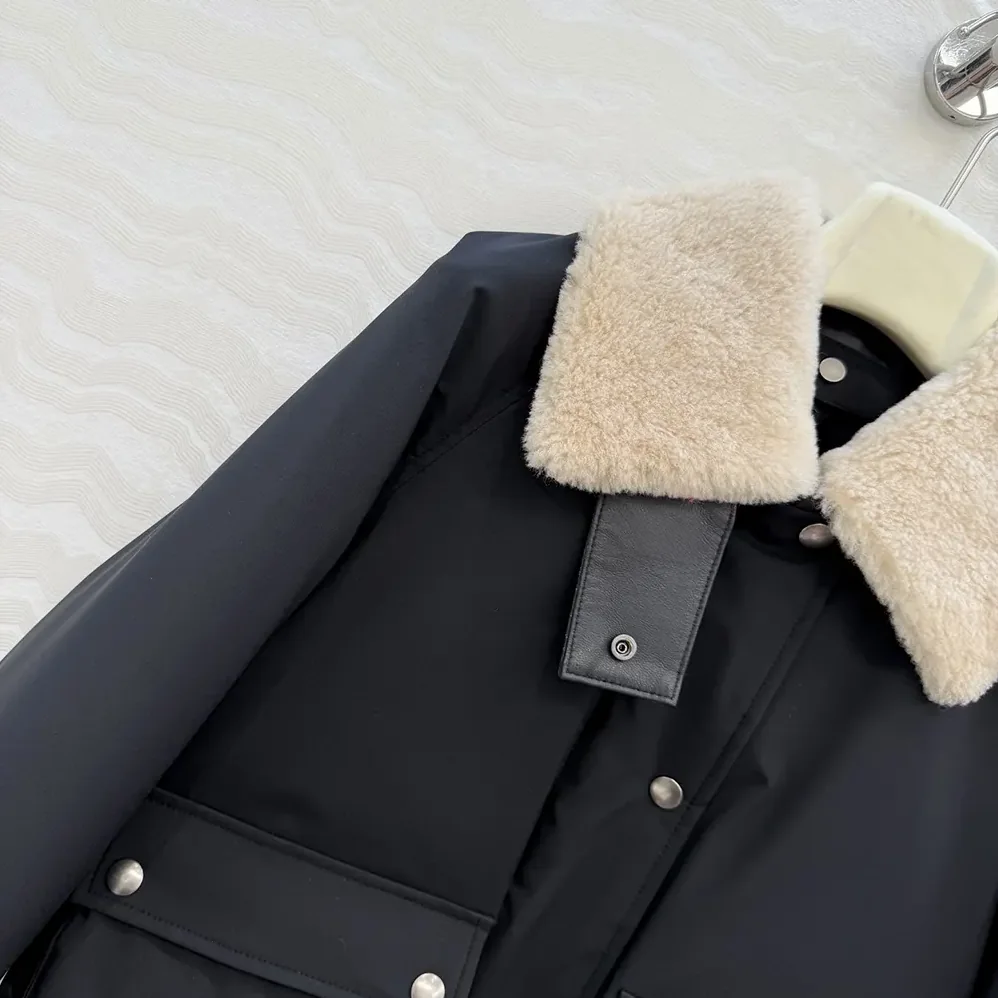Loewe Puffer in Shearling and Cotton Blend for Women in Black Loewe Puffer in Shearling and Cotton Blend for Women in Black