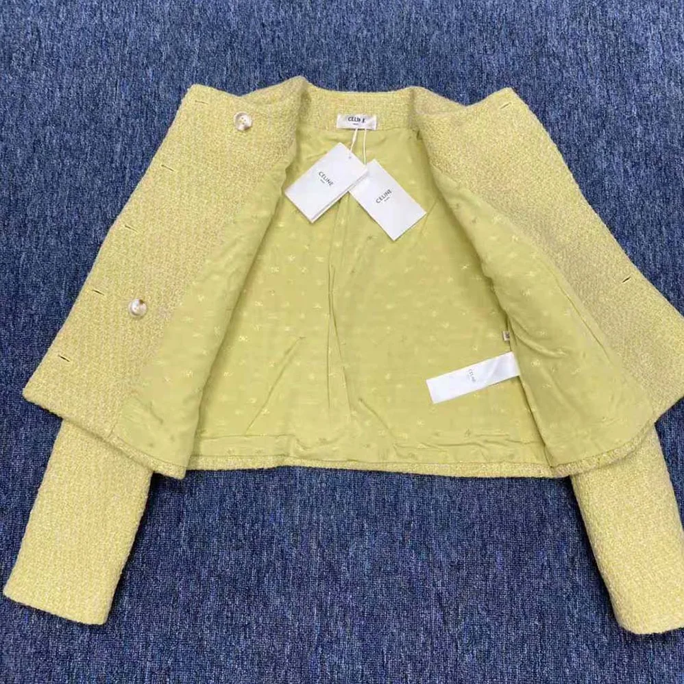 Celine Chasseur Jacket in Boucle Tweed for Women in Yellow