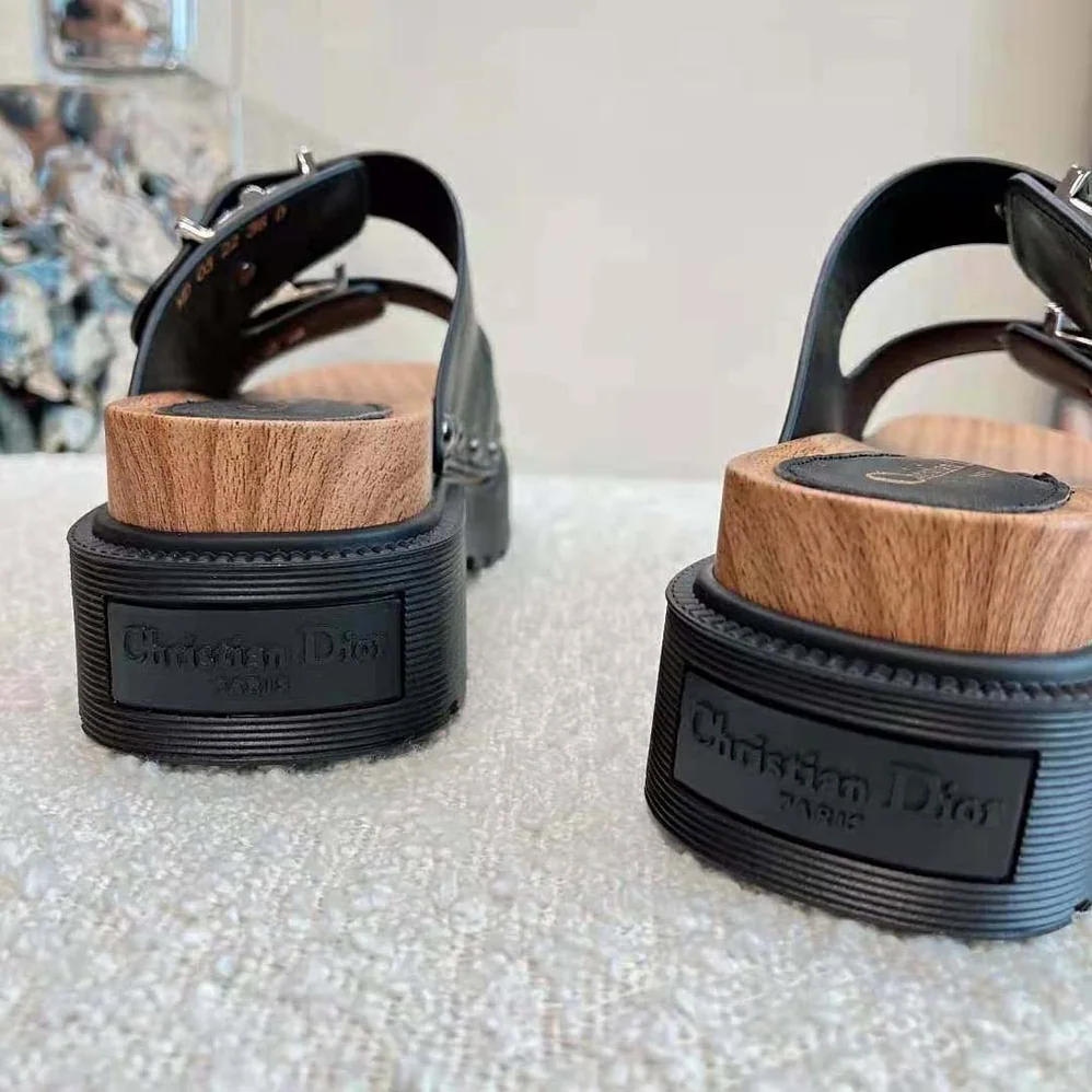 Dior Diorquake Strap Sandal Black Calfskin for Women