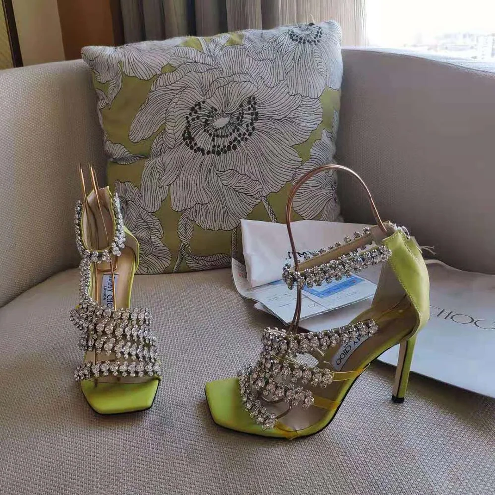 Jimmy Choo Josefine 100 Sunbleached Nappa Sandals with Crystal Embellishment for Women Jimmy Choo Josefine 100 Sunbleached Nappa Sandals with Crystal Embellishment for Women