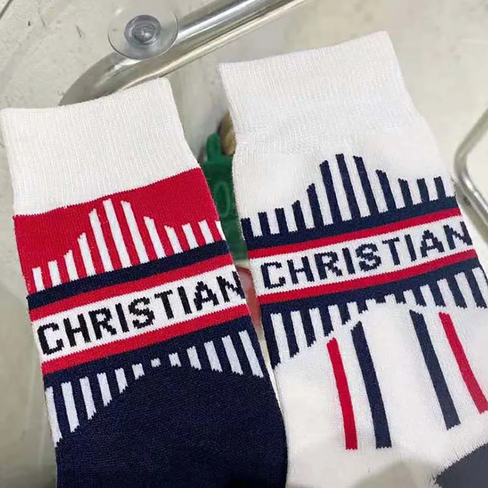 Dior Socks White and Ecru Dior Oblique Cotton Blend for Women Dior Socks White and Ecru Dior Oblique Cotton Blend for Women