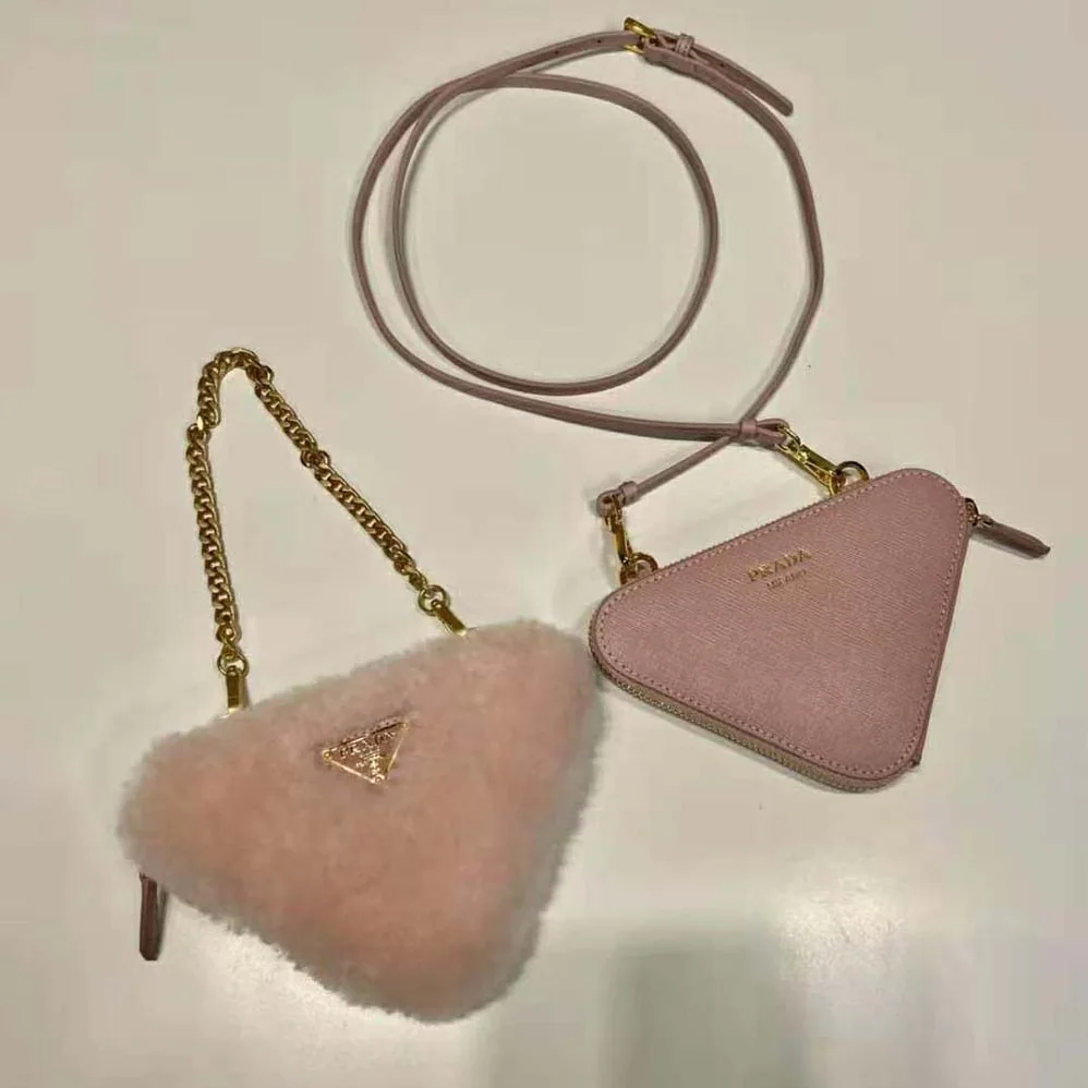 Prada Shearling and Saffiano Leather Mini-Pouch for Women in Pink Prada Shearling and Saffiano Leather Mini-Pouch for Women in Pink