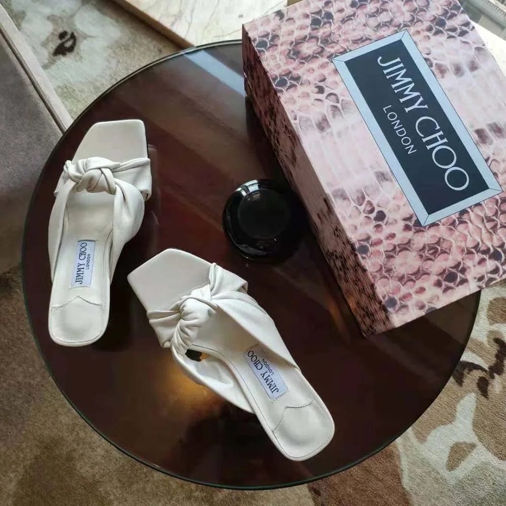 Jimmy Choo Avenue 50 Latte Nappa Leather Mules for Women in White Jimmy Choo Avenue 50 Latte Nappa Leather Mules for Women in White