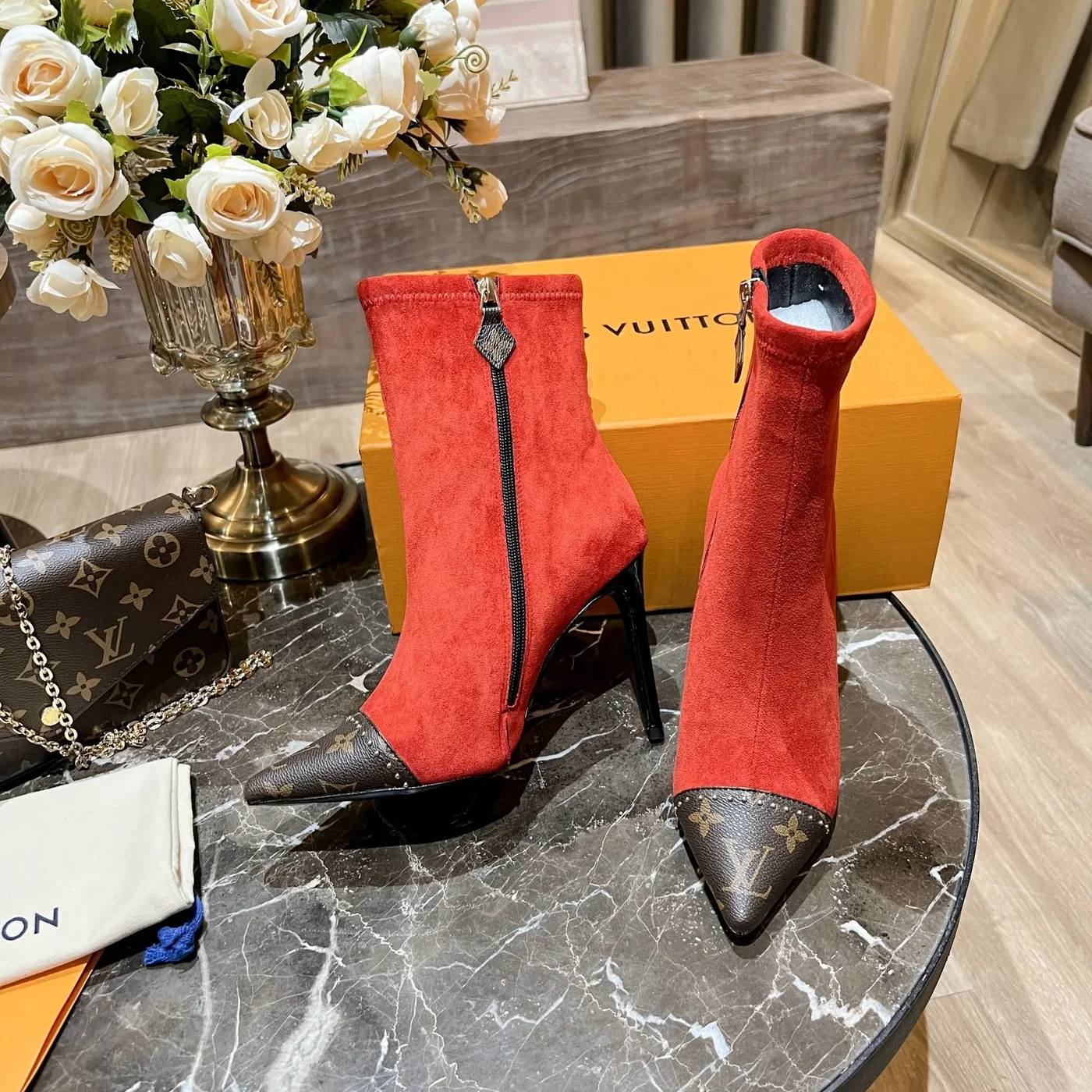 Louis Vuitton Cherie Ankle Boots Red for Women Louis Vuitton Cherie Ankle Boots Red for Women