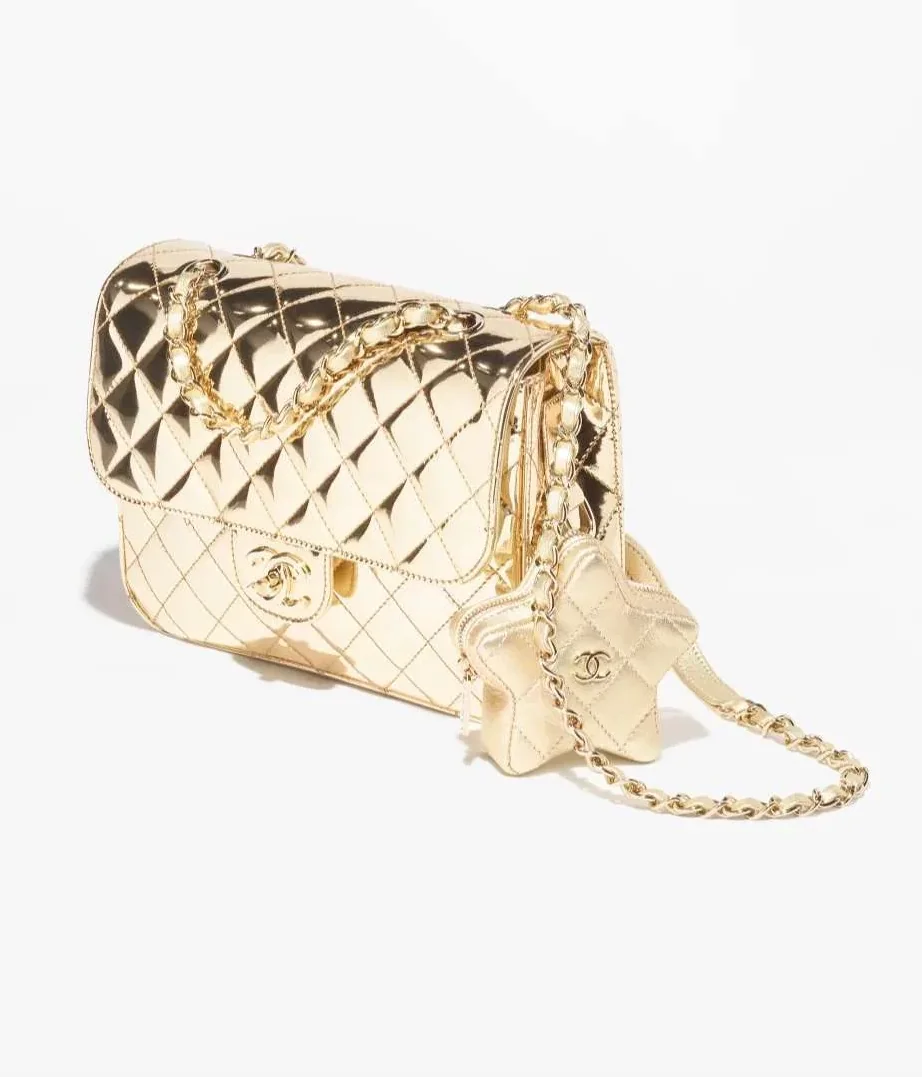 Chanel Backpack And Star Coin Purse in Gold