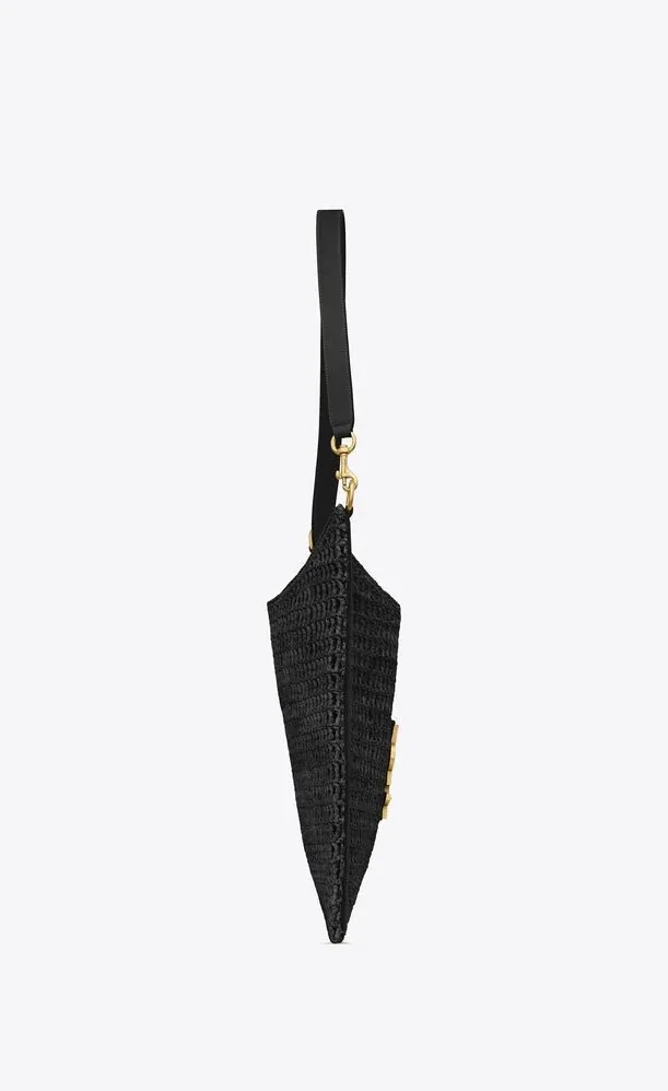 Saint Laurent Oxalis Shoulder Bag Black in Raffia Macrame Gold Hardware