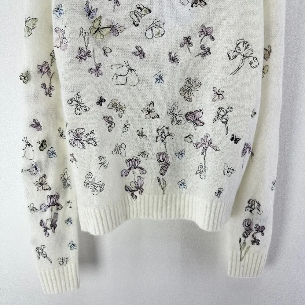 Dior Embroidered Sweater White Alpaca Cashmere and Silk Knit for Women Dior Embroidered Sweater White Alpaca Cashmere and Silk Knit for Women