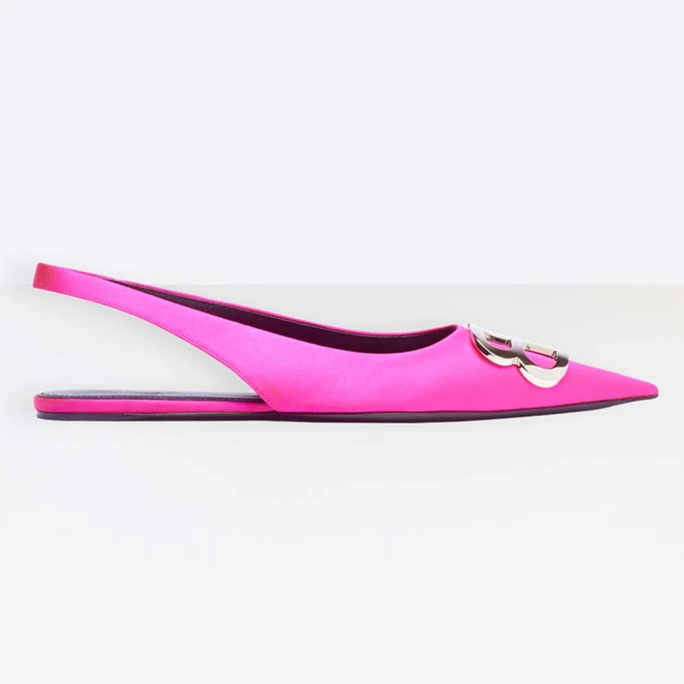 Balenciaga BB Flat Slingback Ballerina Satin 5mm Arch for Women in Rose Balenciaga BB Flat Slingback Ballerina Satin 5mm Arch for Women in Rose