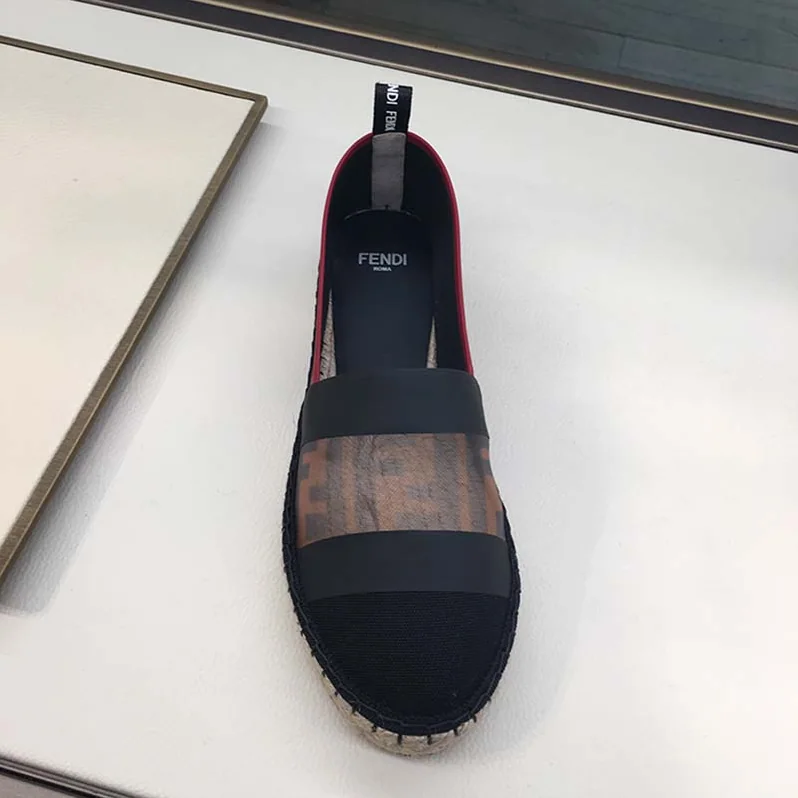 Fendi Black Canvas Espadrilles Shoes Black for Women Fendi Black Canvas Espadrilles Shoes Black for Women