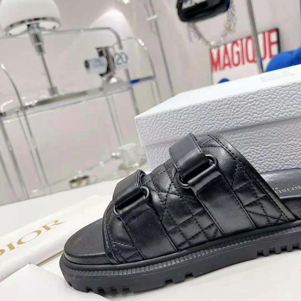 Dior Dio(r)evolution Slide Black Quilted Cannage Calfskin for Women
