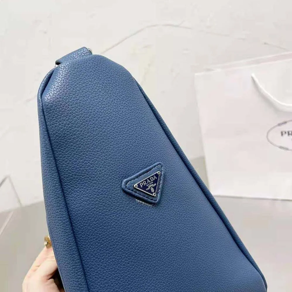 Prada Leather Prada Triangle Bag for Men in Navy Prada Leather Prada Triangle Bag for Men in Navy