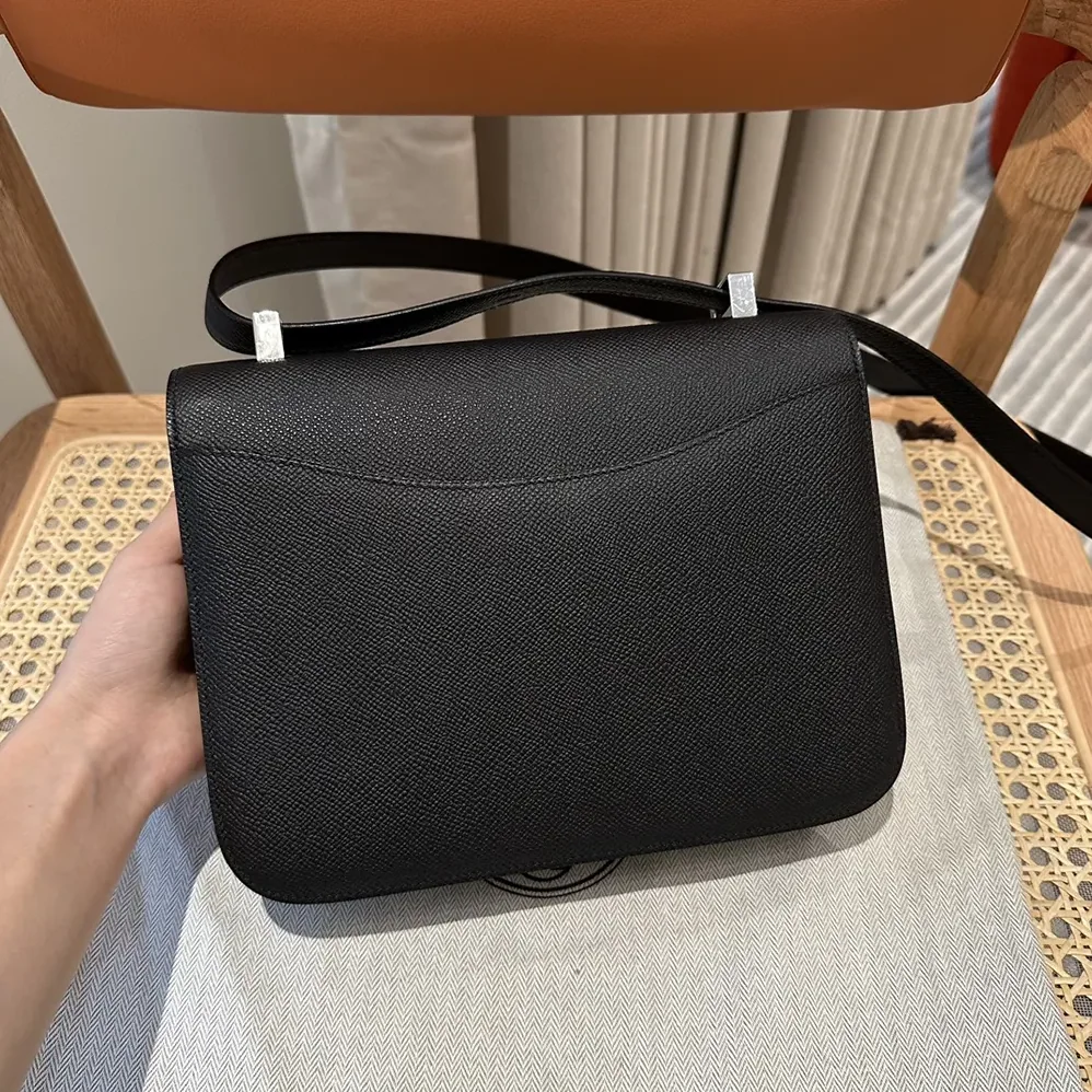 Hermes Constance 24 Bag Epsom Leather for Women in Black/Silver