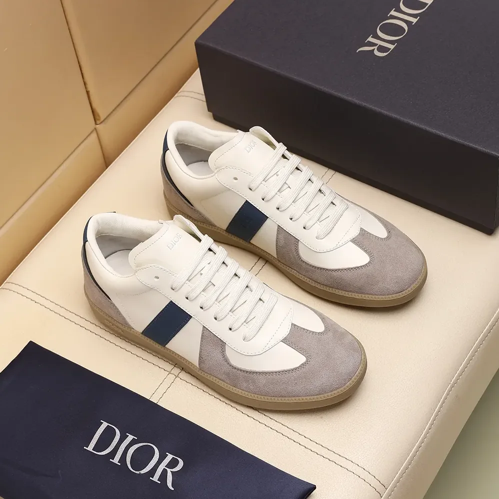 Dior B01 Matchpoint Sneaker Blue and White Smooth Calfskin with Gray Suede for Unisex