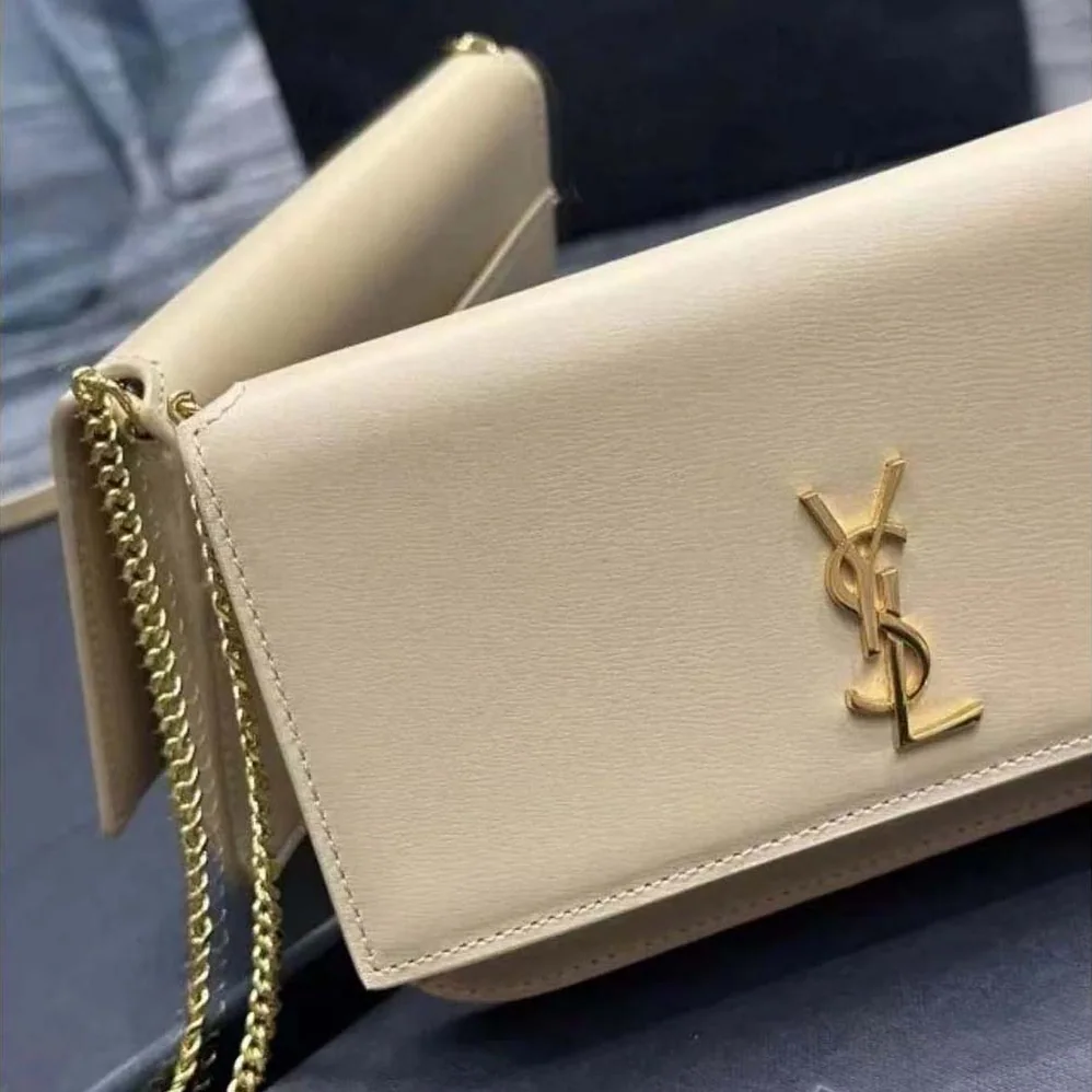 Saint Laurent YSL Cassandre Phone Holder in Smooth Leather for Women in Sandy Saint Laurent YSL Cassandre Phone Holder in Smooth Leather for Women in Sandy