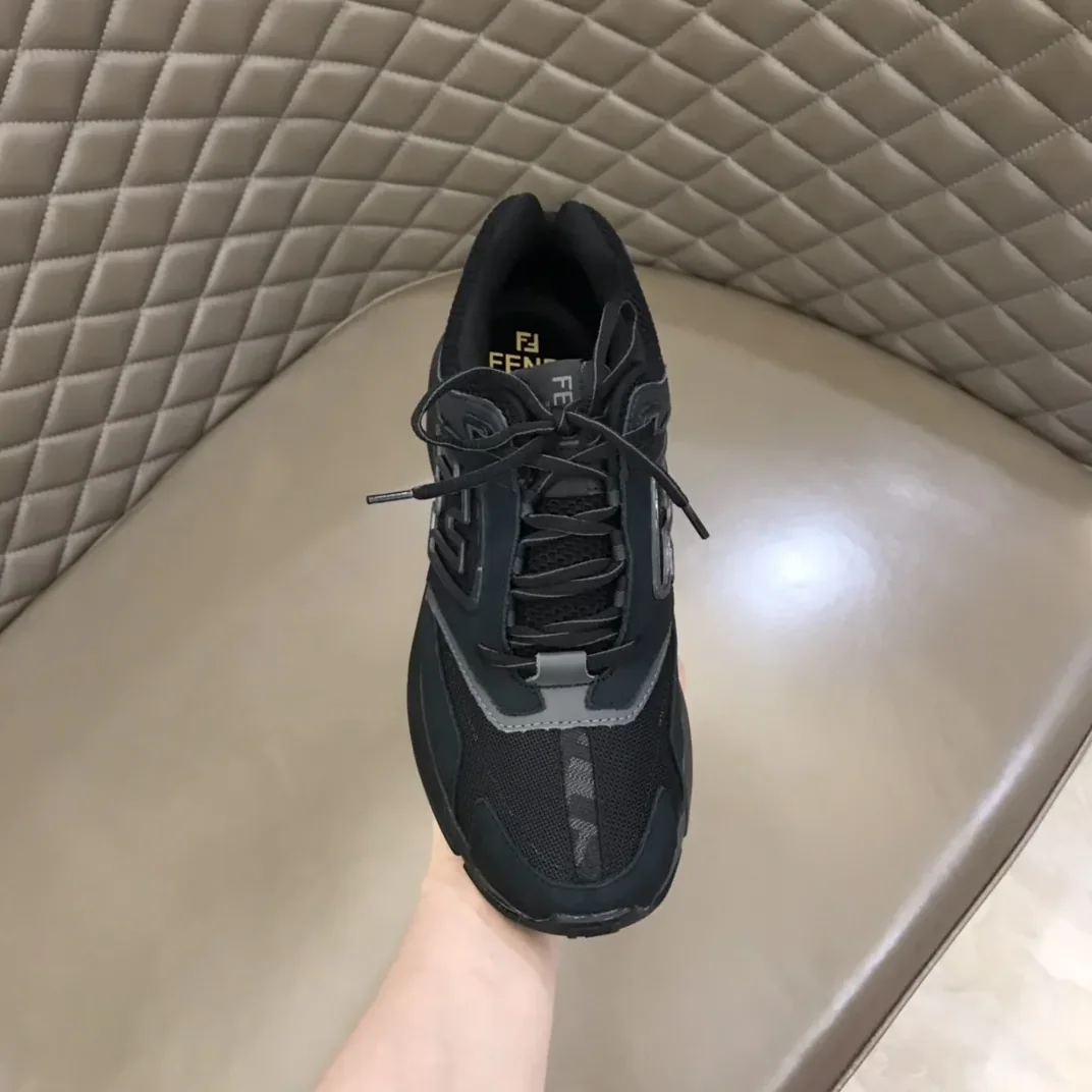 FD Fendi Faster Trainers Sneakers Black 7E1555AKX6F1ICG