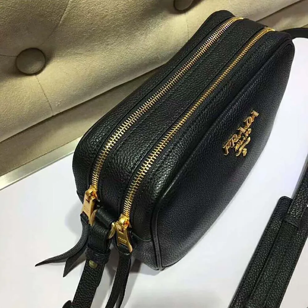 Prada Calf Leather Shoulder Bag for Women in Black