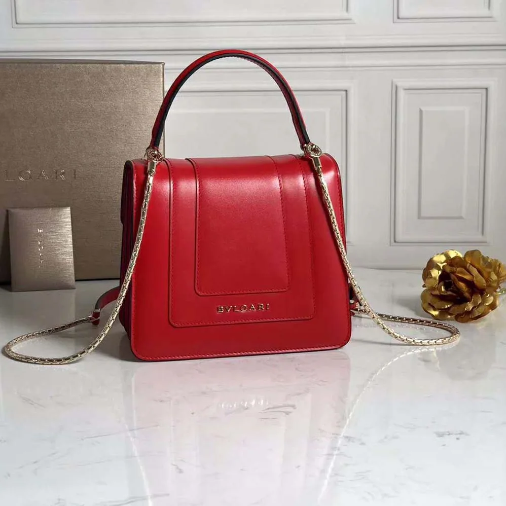 Bvlgari Serpenti Forever Flap Cover Bag for Women in Red