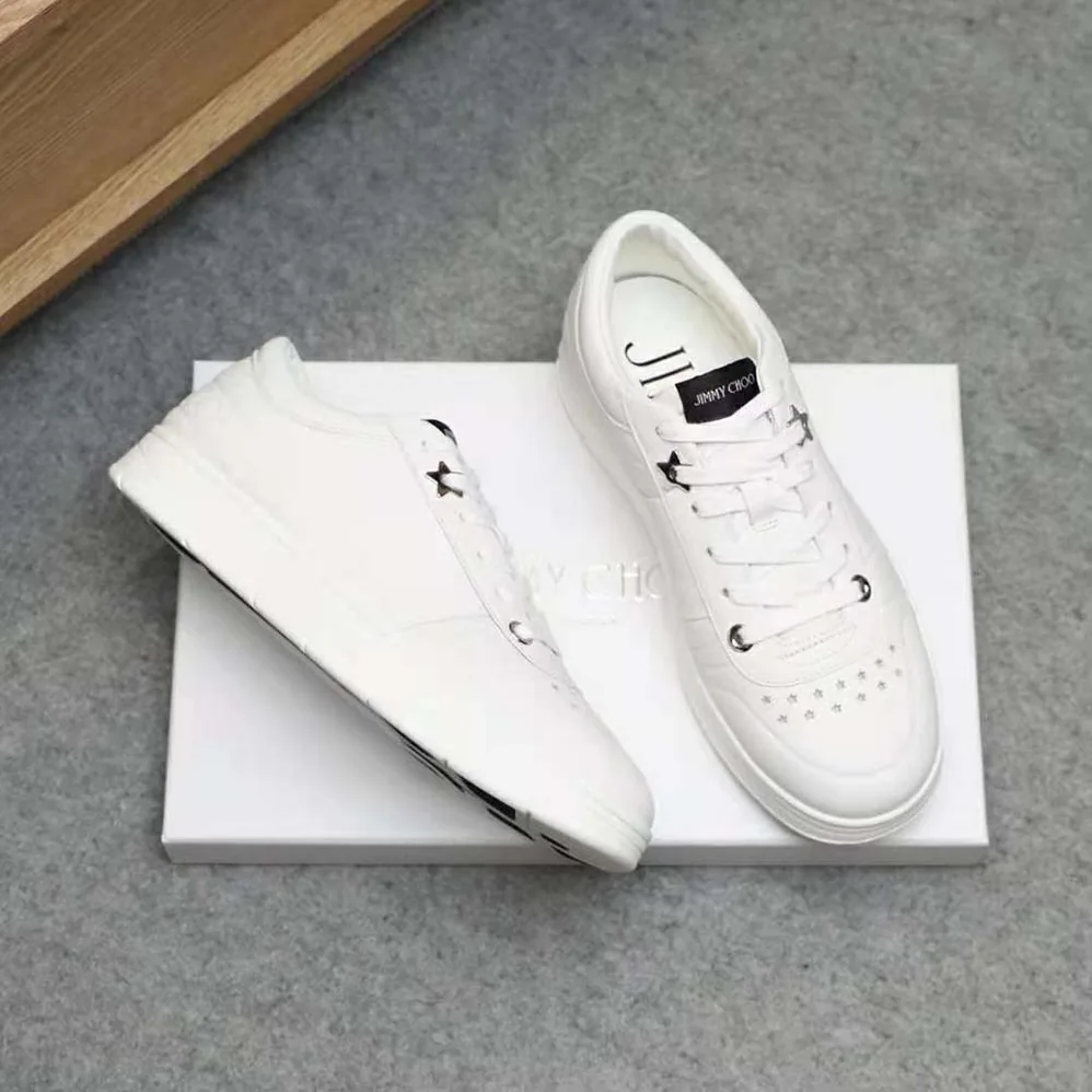 Jimmy Choo Hawaii/M White Calf Leather Lace for Men in Up Trainers