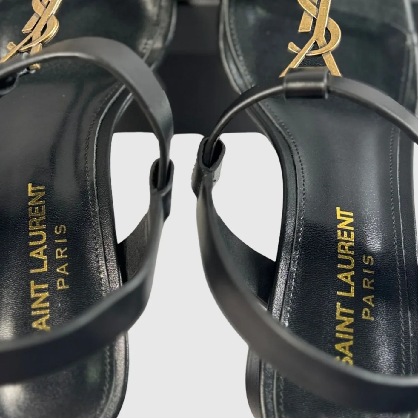 Saint Laurent Cassandra Heeled Sandals Black YSL