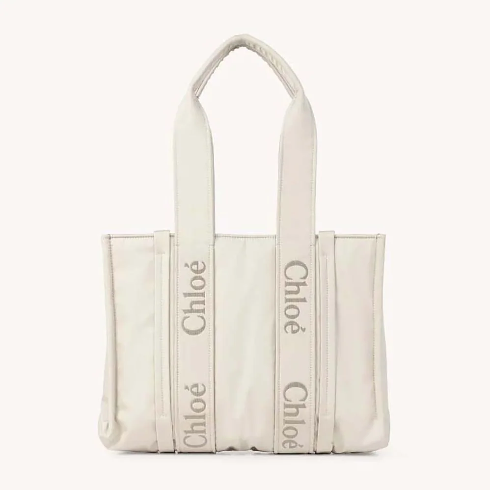 Chloe Medium Woody Tote Bag for Women in White