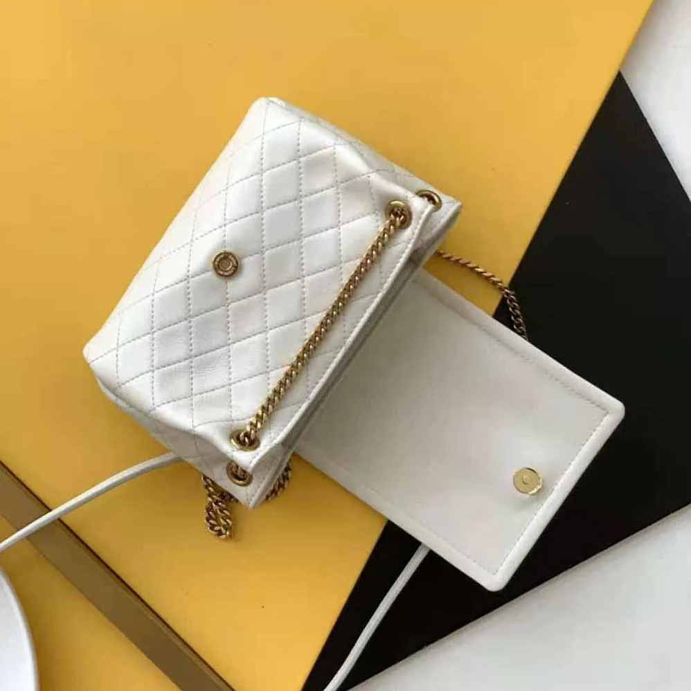 Saint Laurent YSL Mini Nolita in Lambskin for Women in White Saint Laurent YSL Mini Nolita in Lambskin for Women in White